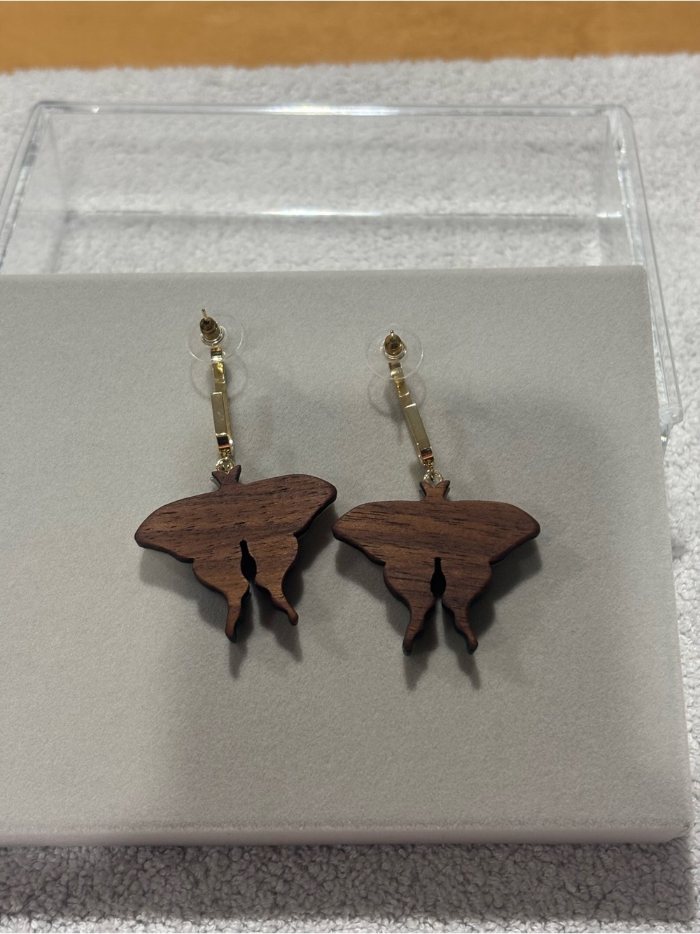 Green & White Butterfly Drop Earrings - Picture 9 of 14